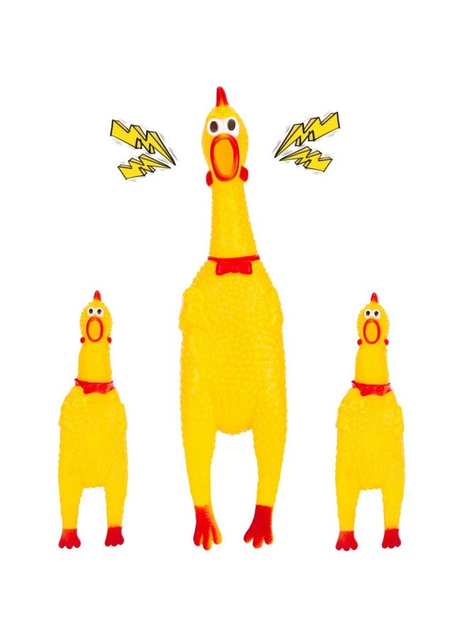 ألعاب دجاج مطاطية للكلاب من ماكبينكي، 3 قطع، ألعاب دجاج تصدر صريرًا، هدايا مبتكرة للمقالب، دجاج يصرخ لإحداث ضوضاء في يوم كذبة أبريل - Image 1