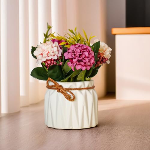 Ekhasa Nostrae by Ekhasa Chrysanthemum Flower Ceramic Vase with Artificial Flowers Plant | Small Rose Flower Pots with Artificial Flowers for Home Decor Centre Table Pot Living Room Office Wedding & Gift - Image 1