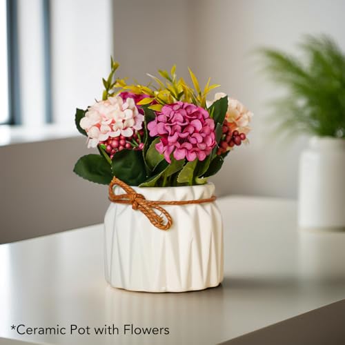 Ekhasa Nostrae by Ekhasa Chrysanthemum Flower Ceramic Vase with Artificial Flowers Plant | Small Rose Flower Pots with Artificial Flowers for Home Decor Centre Table Pot Living Room Office Wedding & Gift - Image 2