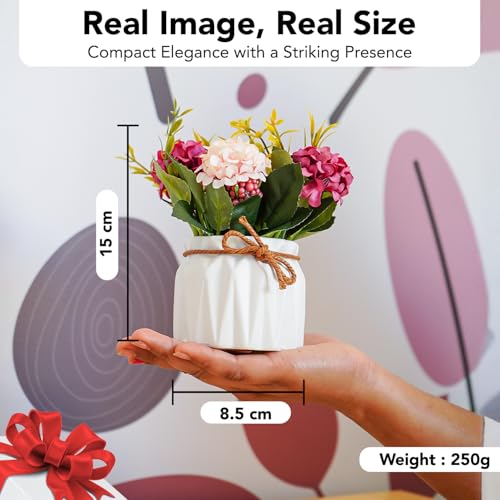 Ekhasa Nostrae by Ekhasa Chrysanthemum Flower Ceramic Vase with Artificial Flowers Plant | Small Rose Flower Pots with Artificial Flowers for Home Decor Centre Table Pot Living Room Office Wedding & Gift - Image 3