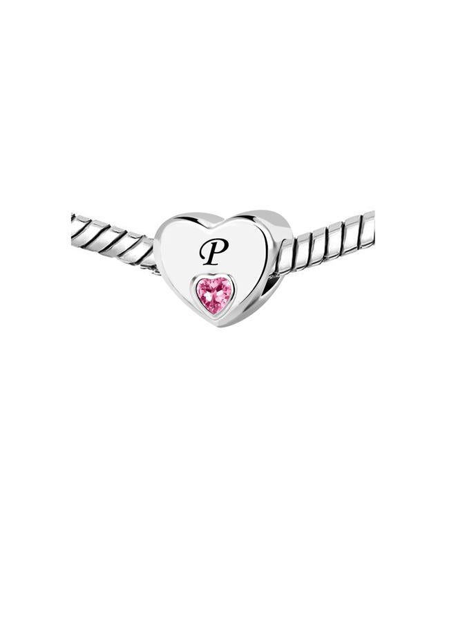 KunBead Initial A-Z Letter Love Pink Heart Alphabet Bead Charms Compatible with Pandora Charm Bracelets for Women, Metal, No Gemstone - Image 3