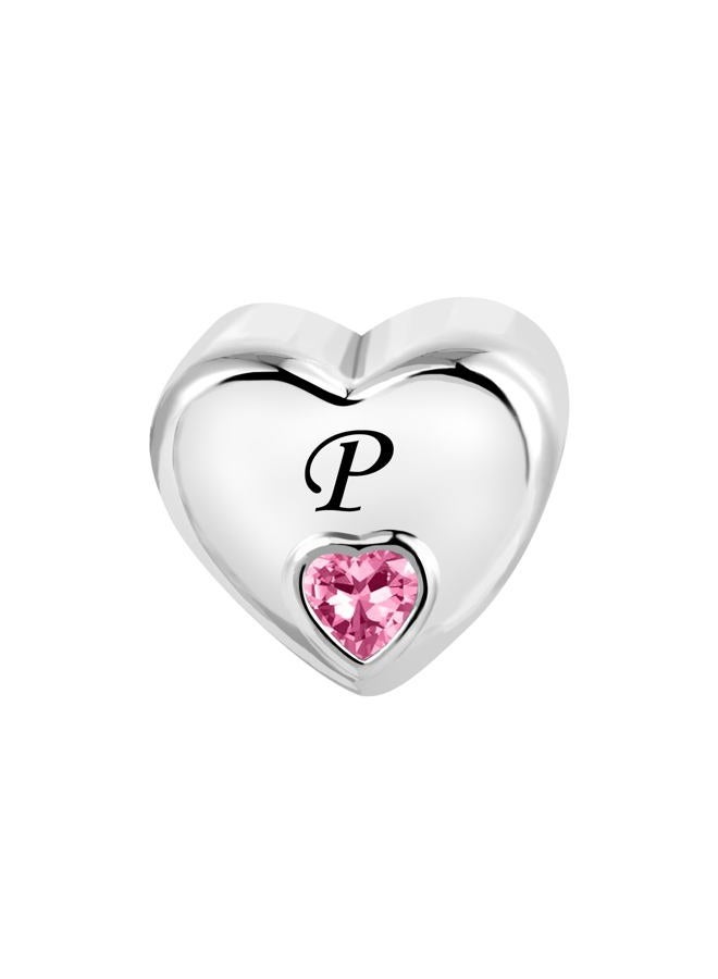 KunBead Initial A-Z Letter Love Pink Heart Alphabet Bead Charms Compatible with Pandora Charm Bracelets for Women, Metal, No Gemstone - Image 2