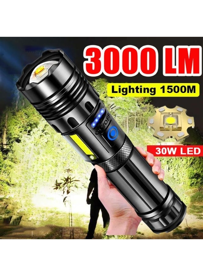 Super Ultra Powerful Flashlight Rechargeable Torch High Power Led Flashlight Camping Lantern Built in Battery - Image 1