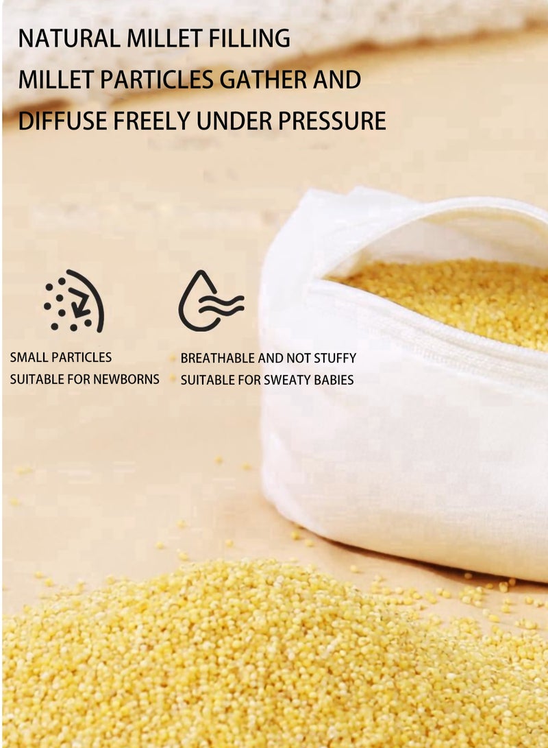 Millet Grains-filled Baby Head Pillow, Newborn Pillow for Preventing Flat Heads, Baby Correcting Head Shape Anti-slant Cotton Pillow, Baby Sleeping Pillow, Baby Pillow for Sleeping for 0-3 Years (Rabbit) - Image 3