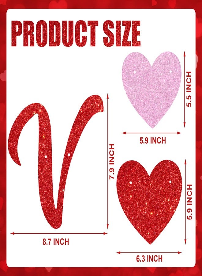 Fairooth Happy Valentine’s Day Banner Set Glittery Heart Valentines Day Party Decorations Set of 5 Red and Pink Be Mine Garland Banner for Valentines Day Wedding Anniversary Party Decor - Image 2