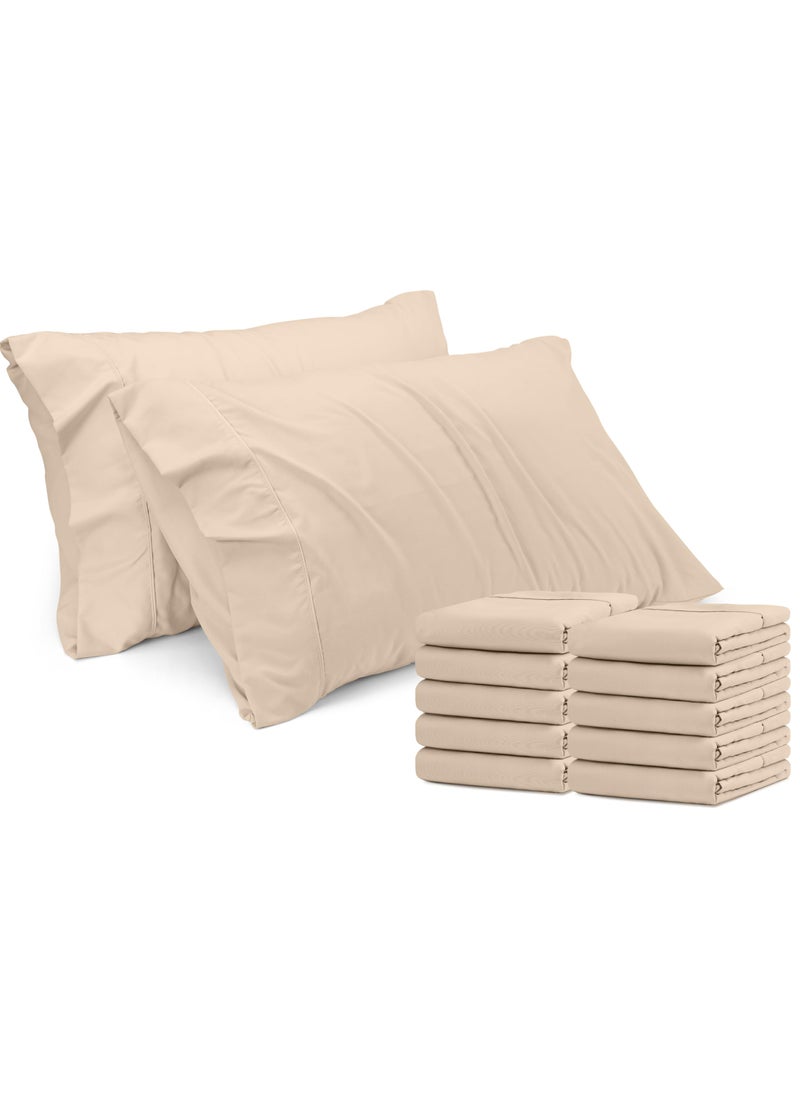 Utopia Bedding Utopia Bedding King Pillow Cases - 12 Pack - Envelope Closure - Soft Brushed Microfiber Fabric - Shrinkage and Fade Resistant Pillow Covers King Size 20 X 40 Inches (King  Beige)  - Image 1