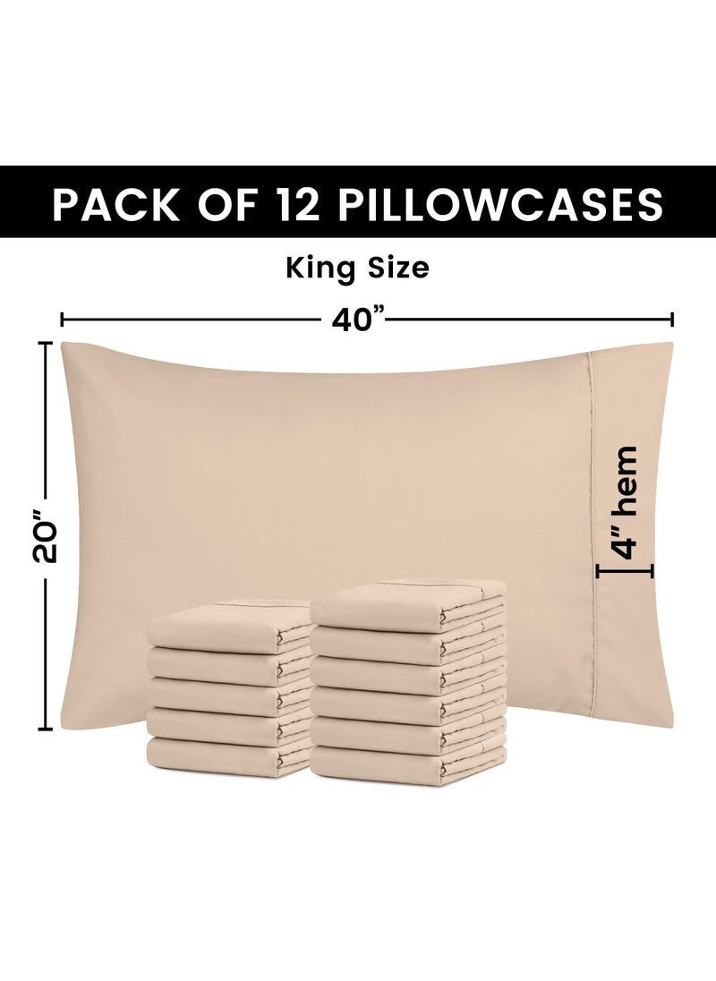 Utopia Bedding Utopia Bedding King Pillow Cases - 12 Pack - Envelope Closure - Soft Brushed Microfiber Fabric - Shrinkage and Fade Resistant Pillow Covers King Size 20 X 40 Inches (King  Beige)  - Image 3