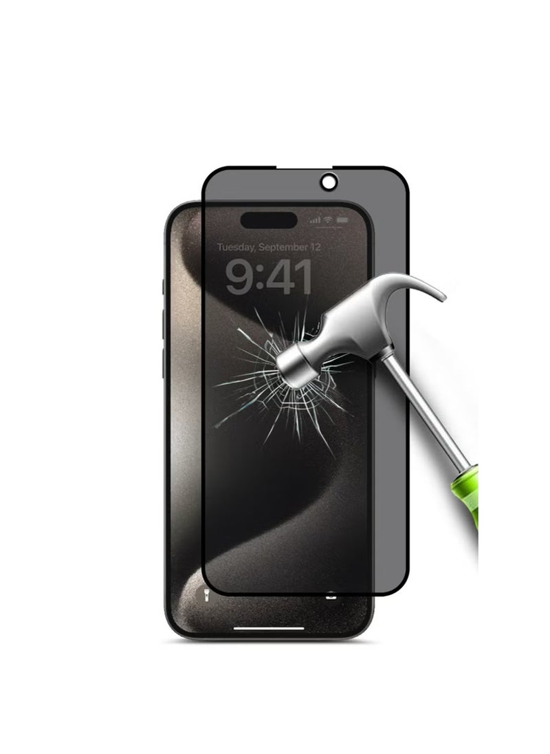 Generic - iPhone 15 Pro Privacy Screen Protector - Premium Edge to Edge Anti Spy Privacy Tempered Glass, Oleophobic Coating, Delicate Touch, Anti-Explosion, Smooth Arc Edge, Easy Installation - Image 1