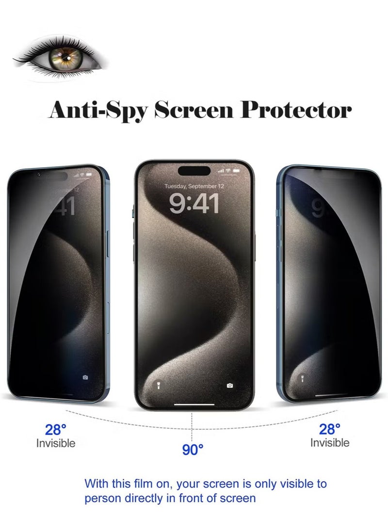 Generic - iPhone 15 Pro Privacy Screen Protector - Premium Edge to Edge Anti Spy Privacy Tempered Glass, Oleophobic Coating, Delicate Touch, Anti-Explosion, Smooth Arc Edge, Easy Installation - Image 1