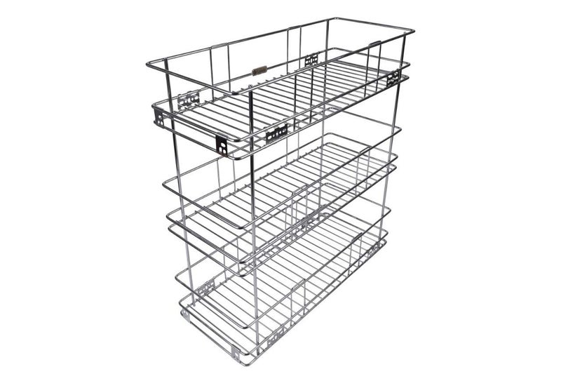 SANJARI SANJARI Stainless Steel 3 Shelves Bottle Pullout Basket with 20 Inch Telescopic Channel (8 W X 20 D X 21 H)  - Image 2