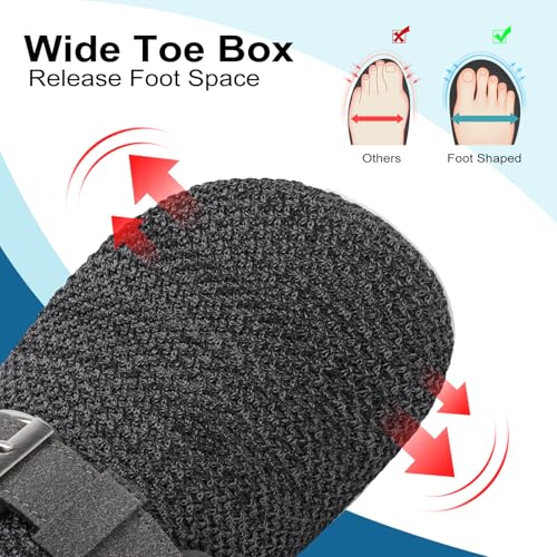 JOINFREE Wide Womens Mules Slippers Adjustable House Slipper Indoor Outdoor Lightweight Barefoot Casual Walking Shoe Comfortable Swollen Edema lymphedema Diabetic Shoe BlackGrey Size 8 - Image 3