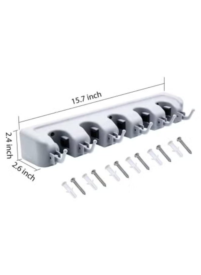 TIGER Wall-Mounted Tool Holder with Wax-Coated Handlebar – Heavy-Duty Storage Rack with 5 Quick-Release Spring Clamps & 6 Utility Hooks | Multipurpose Organizer for Brooms, Mops, Rakes, Garden Tools & Cleaning Supplies | Space-Saving Garage, Kitchen & Laundry Room Wall Mount Solution  - Image 3