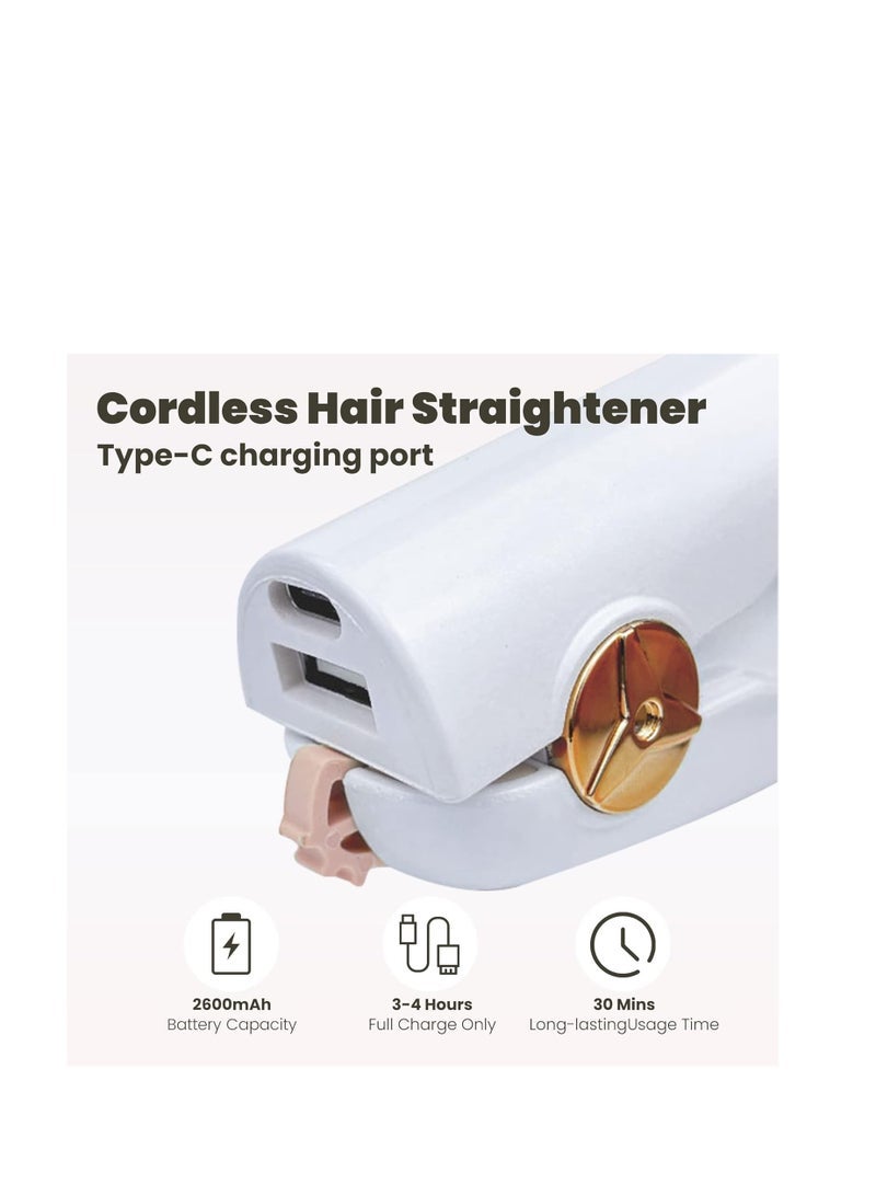 general Cordless Hair Straightener, Portable Hair Straightener, Travel Hair Straightener Iron, Small Curling Iron with USB Rechargeable, Hair Anti-Scald 3-Level Adjust Temp, Travel Size (White) - Image 4