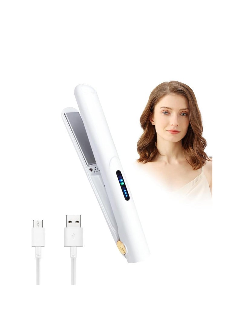 general Cordless Hair Straightener, Portable Hair Straightener, Travel Hair Straightener Iron, Small Curling Iron with USB Rechargeable, Hair Anti-Scald 3-Level Adjust Temp, Travel Size (White) - Image 1