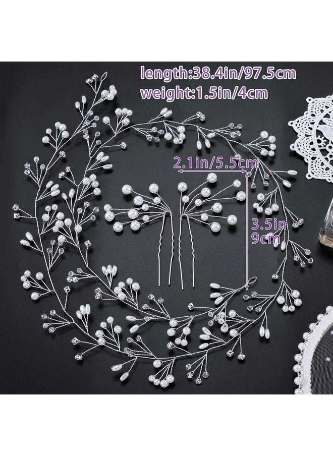 38Inch Long Pearl Flower Headband For Wedding, Extra Long Pearl Bridal Head Piece, 2 Pcs Pearl Hair Clips, Wedding Hair Accessories For Women Girls Bride Bridesmaid For Wedding Festival Parties - pzsku/Z4C685EF01FE46A643209Z/45/_/1735566980/4cbbd132-3121-4263-8c07-76fe5af61021