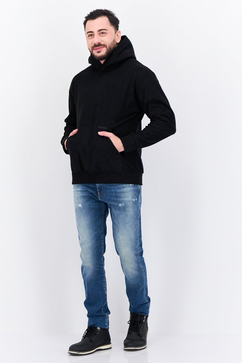 MEMBERS ONLY Men Hooded Corduroy Long Sleeves Sweatshirt, Black - Image 4