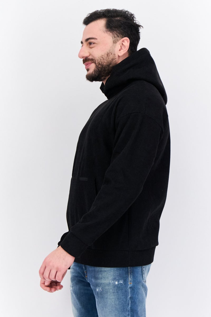 MEMBERS ONLY Men Hooded Corduroy Long Sleeves Sweatshirt, Black - Image 2