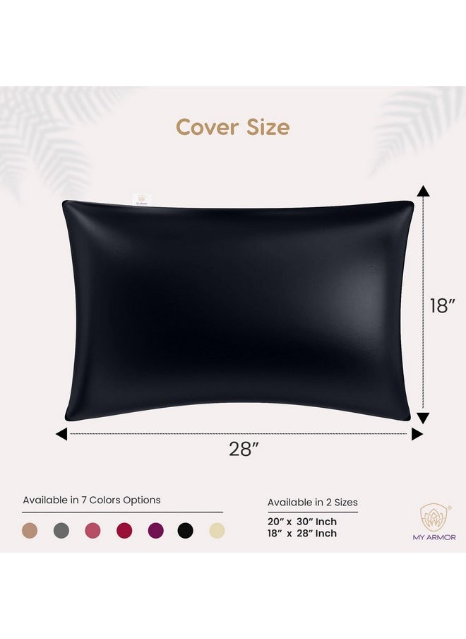 MY ARMOR Premium Satin Pillow Covers for Hair and Skin for Women, 18" x 28" Silk Pillow Cases (Pack of 2) - Black - pzsku/Z4C6883AC4FADF56A49E3Z/45/_/1736571330/9b8604c9-2ad9-4c17-8581-a66721a08b1a