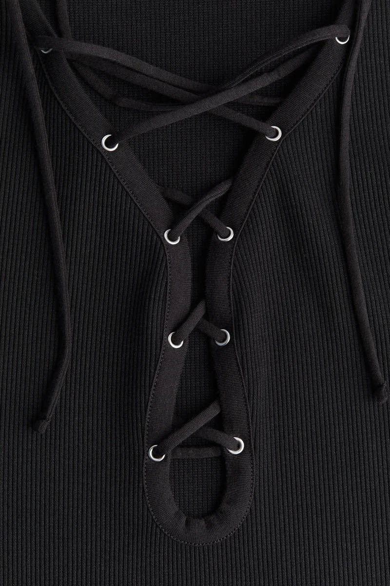H&M Ribbed lacing-detail dress