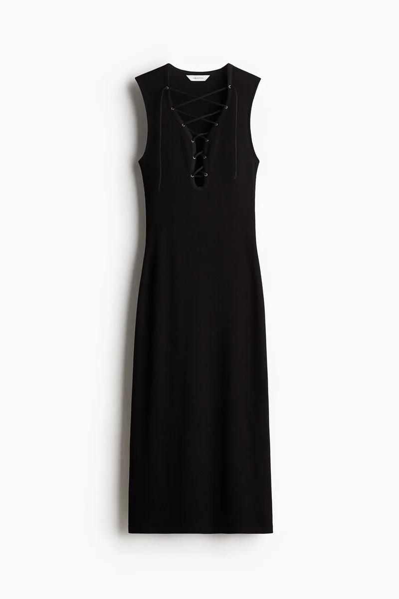 H&M Ribbed lacing-detail dress