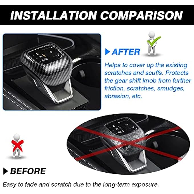 rayihni Gear Shift Knob Cover Compatible with Nissan Rogue 2022 2023 Carbon Fiber Shift Knob Cover Sticker Head Trim Interior Accessories Not for Rogue Sport 2021 Rogue - Image 4