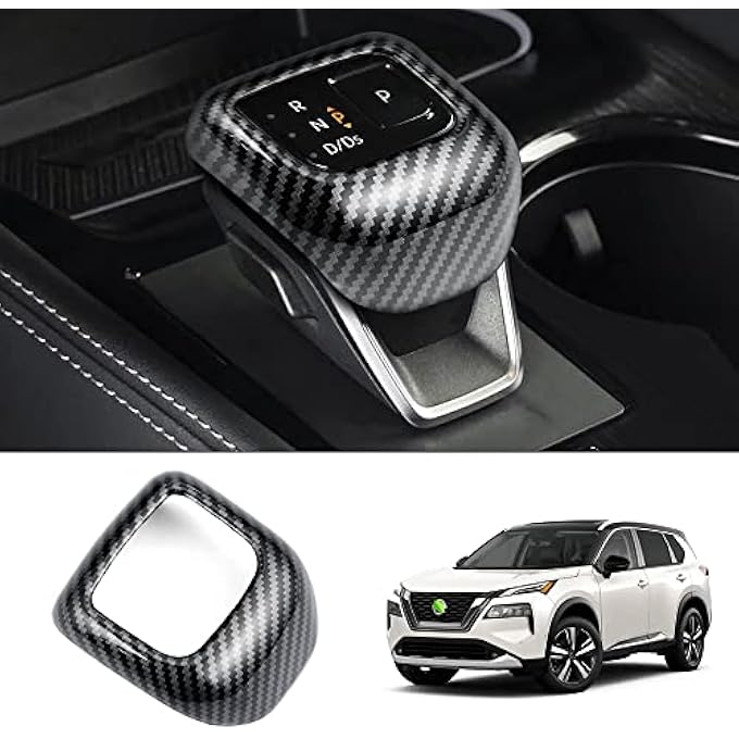 rayihni Gear Shift Knob Cover Compatible with Nissan Rogue 2022 2023 Carbon Fiber Shift Knob Cover Sticker Head Trim Interior Accessories Not for Rogue Sport 2021 Rogue - Image 1