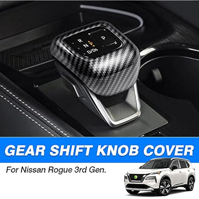 rayihni Gear Shift Knob Cover Compatible with Nissan Rogue 2022 2023 Carbon Fiber Shift Knob Cover Sticker Head Trim Interior Accessories Not for Rogue Sport 2021 Rogue - Image 3