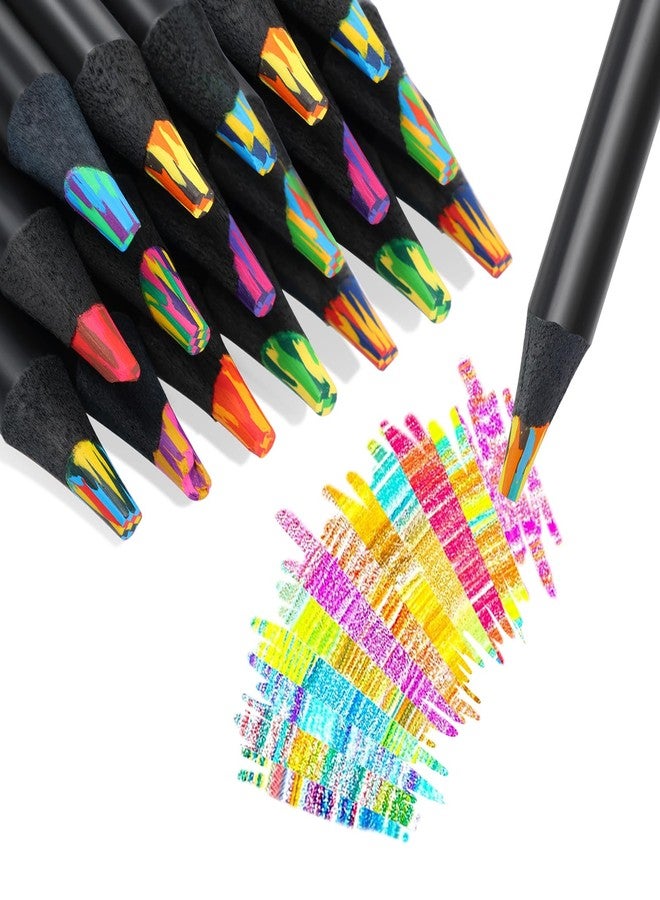 TINNIVI 12 Colors Rainbow Pencils for Kids Adults, Rainbow Colored Pencil Art Supplies for Girls Boys, Black Wooden Multi Colored Pencils Bulk for Coloring Drawing Sketching, Pre-sharpened - Image 1