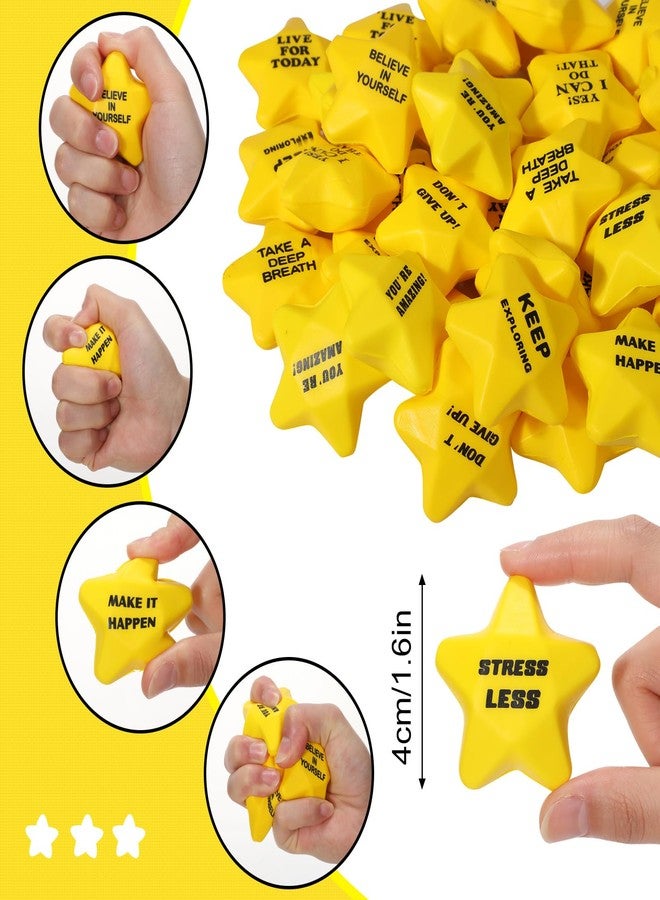 Silipull 100 Pcs Motivational Star Stress Balls Bulk Anxiety Stress Relief Balls Inspirational Mini Foam Star Toys Stuff for Adults Prizes Gifts Fidget Toys Party Supplies, Yellow (10 Style) - Image 3