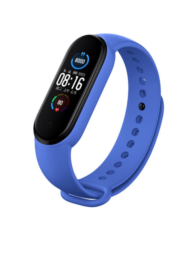 HEXABEX Band Strap for Mi Band 5 and Mi Band 6 Wristband Soft Silicone Strap (Pack of 5) (Pink Sand- Blue-Red-brown-clear)  - Image 5
