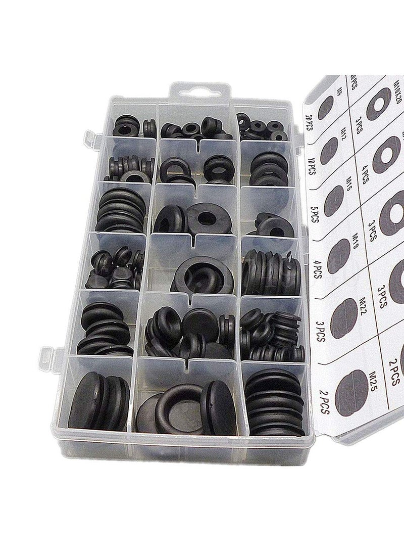 DIY Crafts DIY Crafts CTDIYHI43952 125pcBoxs Black Ring Rubber Grommet Firewall Hole Plug Assortment Electrical Wire Sealing Gasket Kit for  - Image 1