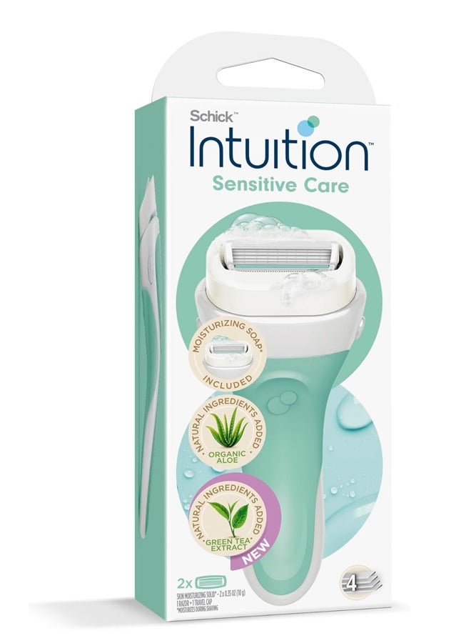schick Intuition Sensitive Care Razor Handle with 2x 4 Blade Refill for Women  - Image 1