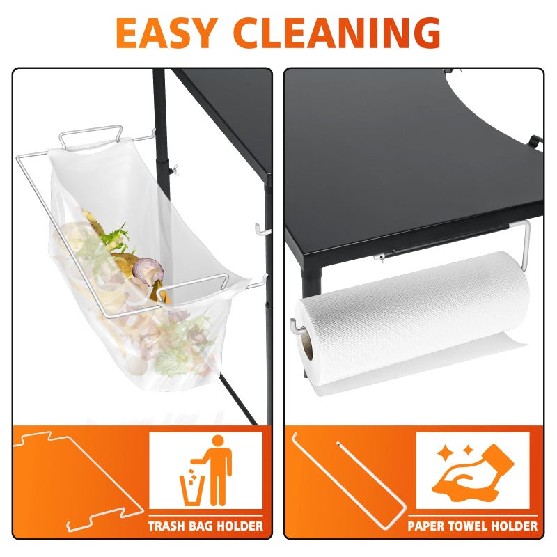 GRISUN Grill Side Table for Weber Kettle 22/26, Weber Smokey Mountain 22 Grill, Grill Work Table for Weber Master Touch, Premium, Kettle Grill Accessories, Adjustable Height Charcoal Kettle Grill Table - Image 4