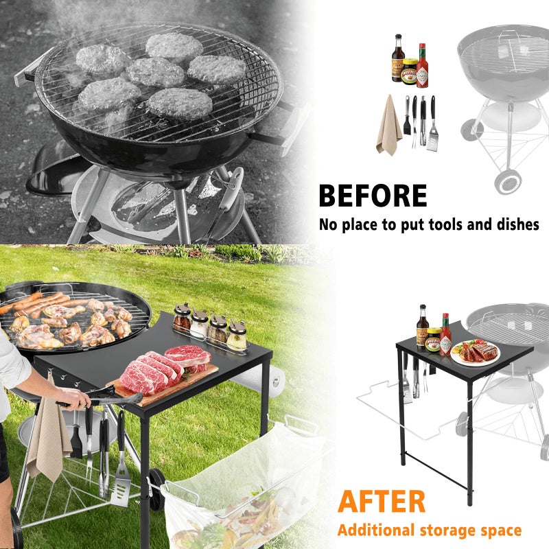 GRISUN Grill Side Table for Weber Kettle 22/26, Weber Smokey Mountain 22 Grill, Grill Work Table for Weber Master Touch, Premium, Kettle Grill Accessories, Adjustable Height Charcoal Kettle Grill Table - Image 3