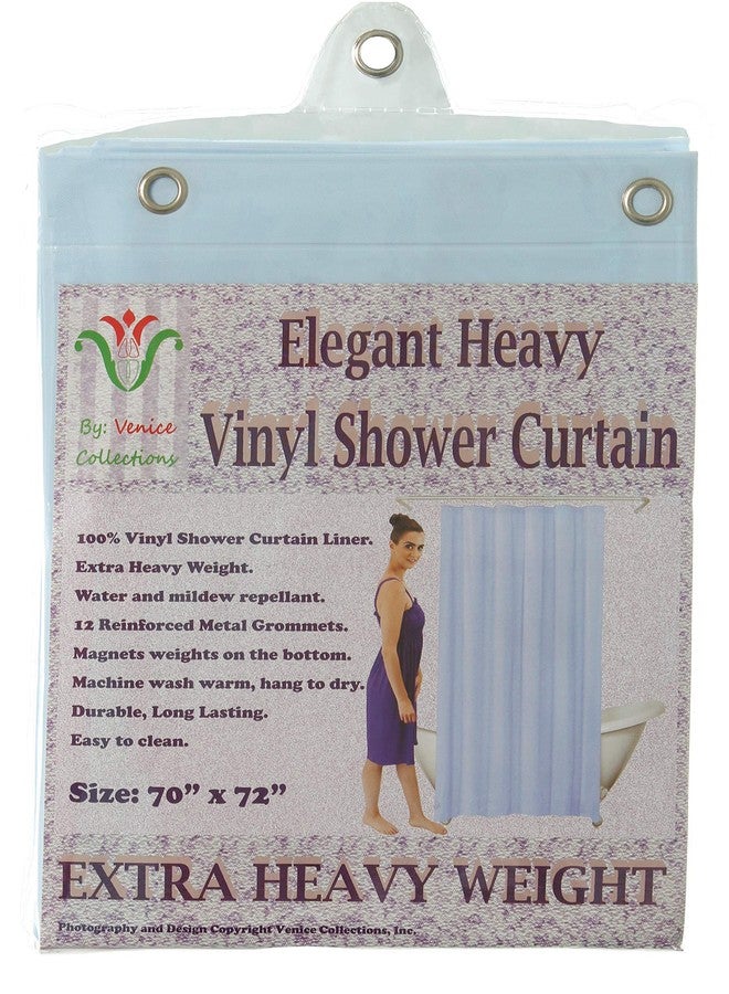 Venice Elegant Home Heavy Duty Vinyl Shower Curtain Liner with 12 Metal Grommets Light Blue - Image 2
