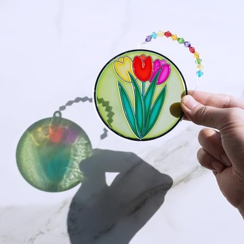 Winlyn 24 Set Spring Flower Suncatchers Ornaments Decorations DIY Window Paint Art Kit for Kids Classroom Activities Party Favors - Image 5