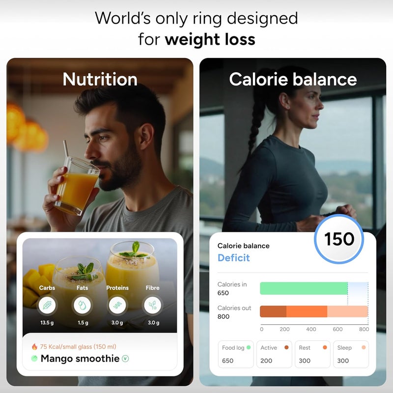 حلقة ذكية  بطارية 7+ أيام  النوم ، اللياقة البدنية ، التغذية ، الإجهاد  تتبع الخطوات ، VO2 Max ، التعافي ، عداد السعرات الحرارية  شراء مجموعة قياس الحجم أولا  حلقة ذكية للرجال والنساء  التيتانيوم ، الفضة الماتية 10 - Image 5