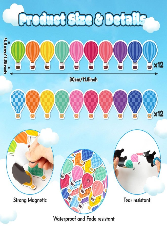 CPicdn 24Pcs Back to School Magnetic Borders for Classroom Whiteboard, Hot Air Balloon Magnetic Bulletin Board Border Strips Chalkboard Trims for Teachers Parents DIY School Office Decoration Supplies - Image 2