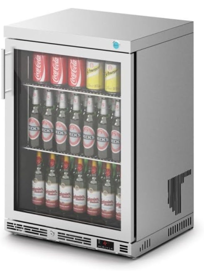 IMC Ventus V60 Undercounter Single Door Bottle Cooler Glass Door, Water Cooler, Beverage Cooler, Stainless Steel Frame, (Stainless Steel)