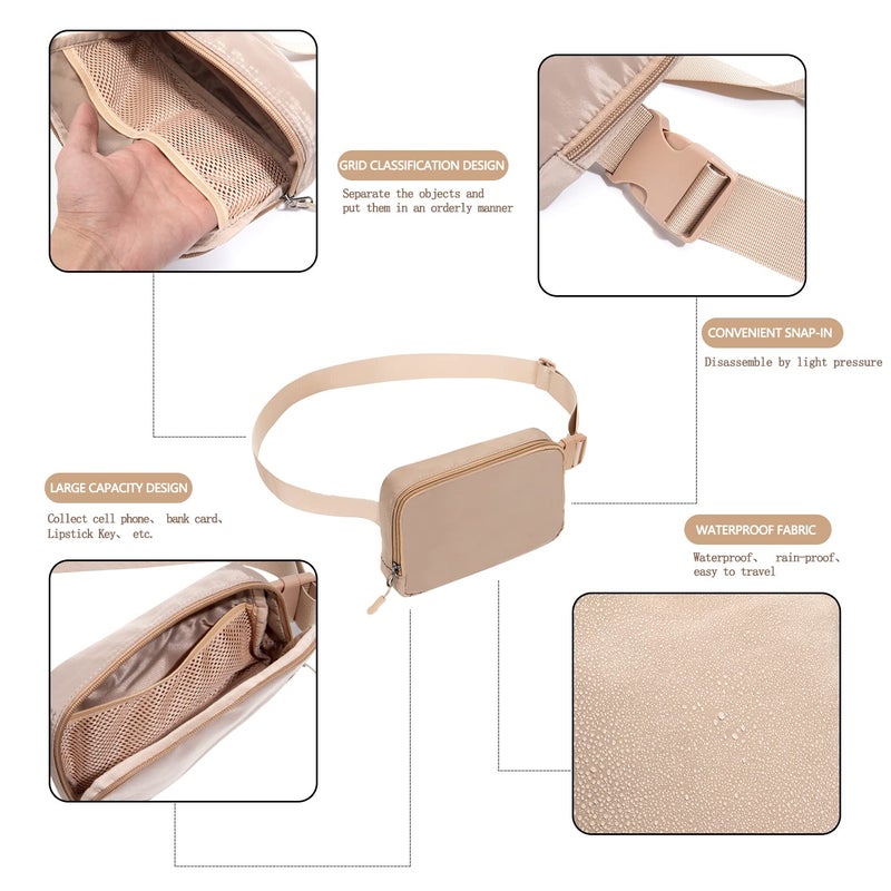 WITROMAN Belt bag Fanny pack crossbody bags for women Everywhere belt bag (Khaki) - Image 4