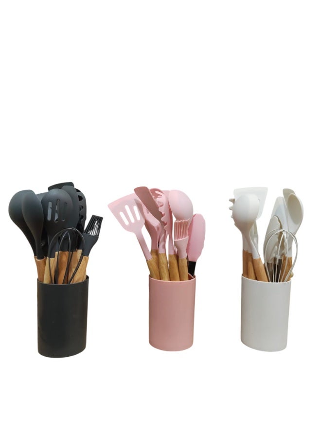 12-Piece Non-Stick Silicone Cooking Utensils Set Multicolor - Image 3