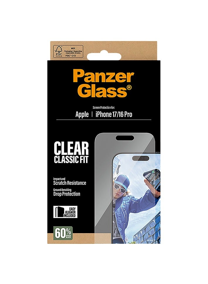 PanzerGlass Screen Protector Classic Fit iPhone 17 and 16 Pro - Clear - Image 3
