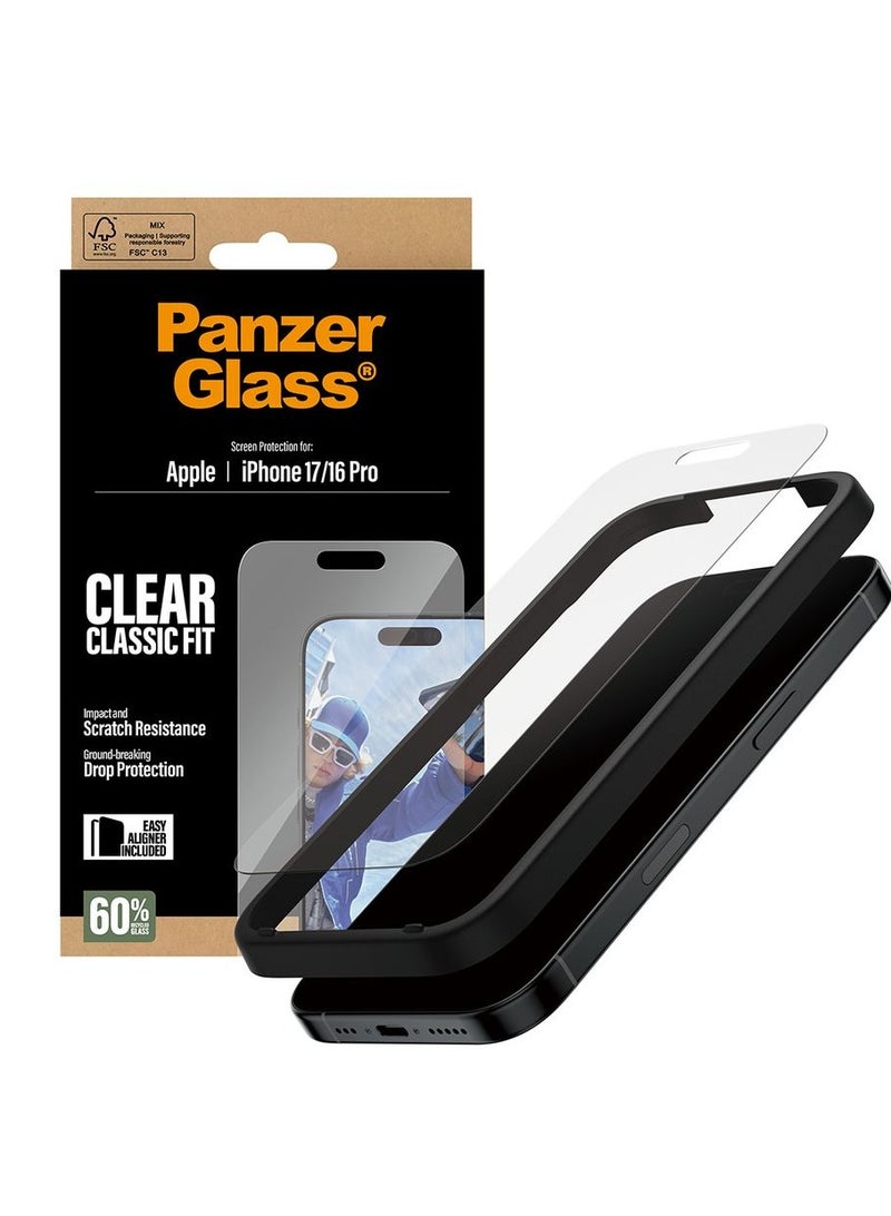 PanzerGlass Screen Protector Classic Fit iPhone 17 and 16 Pro - Clear - Image 4