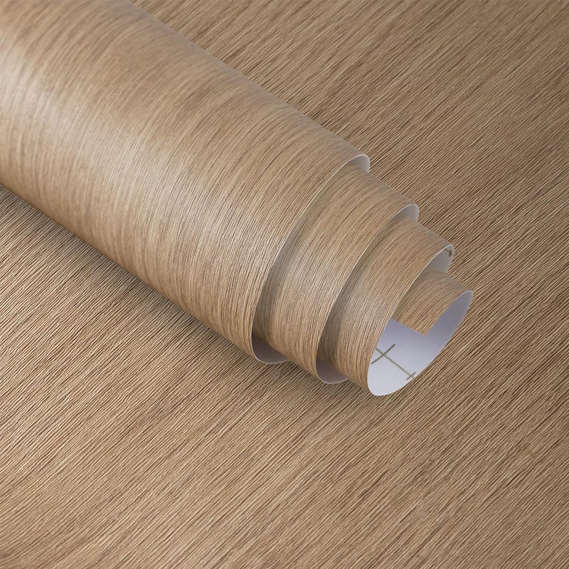 Boobest 24"x196" Oak Wood Grain Contact Paper Peel and Stick Wallpaper Brown Wood Vinyl Wrap Thick Waterproof Light Wood Wallpaper for Desk Cabinets Countertops Furniture Walls Self Adhesive Faux Wood Paper - Image 1