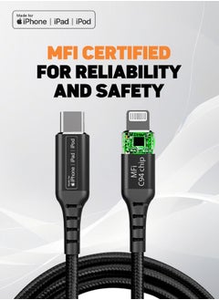 FITIT FITIT Charging/ Data Premium braided Cable with USB Type C 3.0 to Lightning Connector( MFI Certified), Black  - Image 4