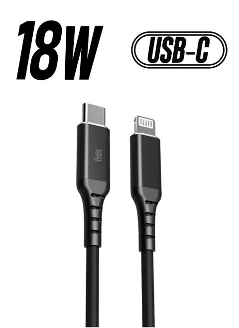 FITIT Charging/ Data Premium braided Cable with USB Type C 3.0 to Lightning Connector( MFI Certified), Black