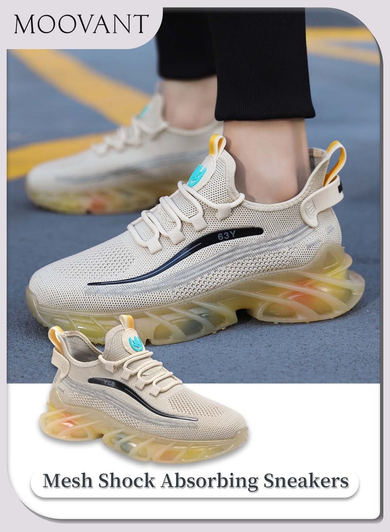 Moovant Men's Sneakers New Lightweight Bbreathable Flying Woven Shoes Soft Sole Running Shoes Men's Mesh Casual Sports Shoes  - Image 1