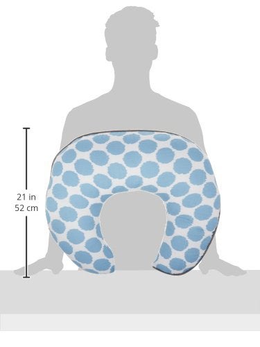Bacati وسادة رضاعة باكاتي زرقاء بنقاط إيكات من قماش الموسلين مع إدخال 100% قطن - Image 3