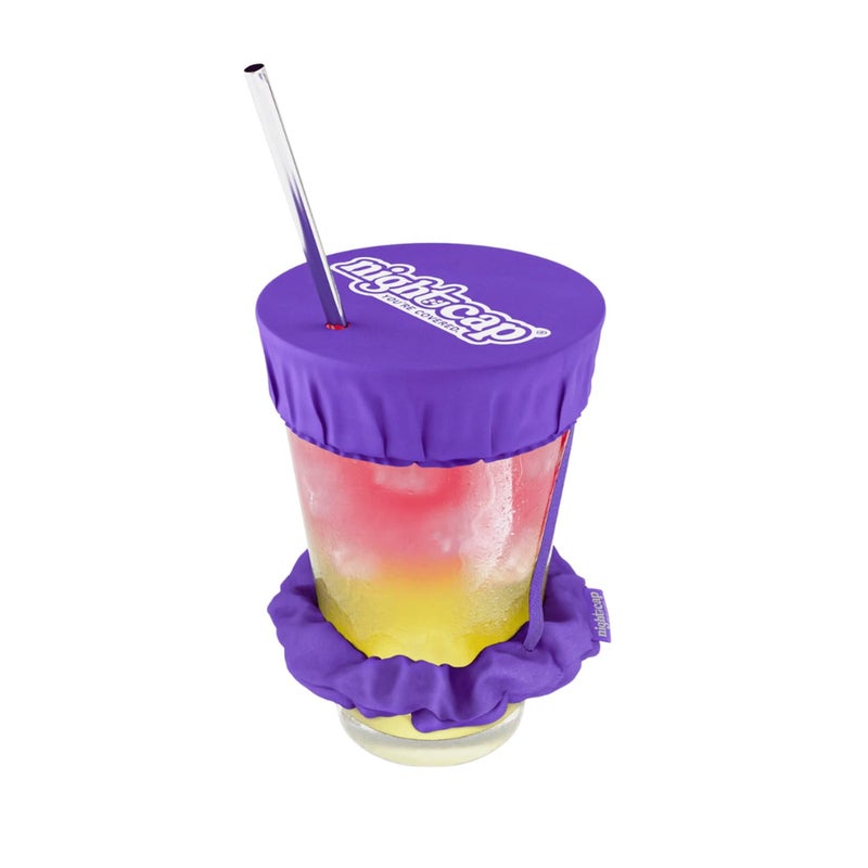 Nightcap The Original Drink Cover Scrunchie â€“ As Seen On Shark Tank And TikTok - Reusable - Wear On Wrist Or In Hair, Prevent Drink Spiking - Sanitary Pocket Keeps Cover Clean â€“ Purple - Image 1