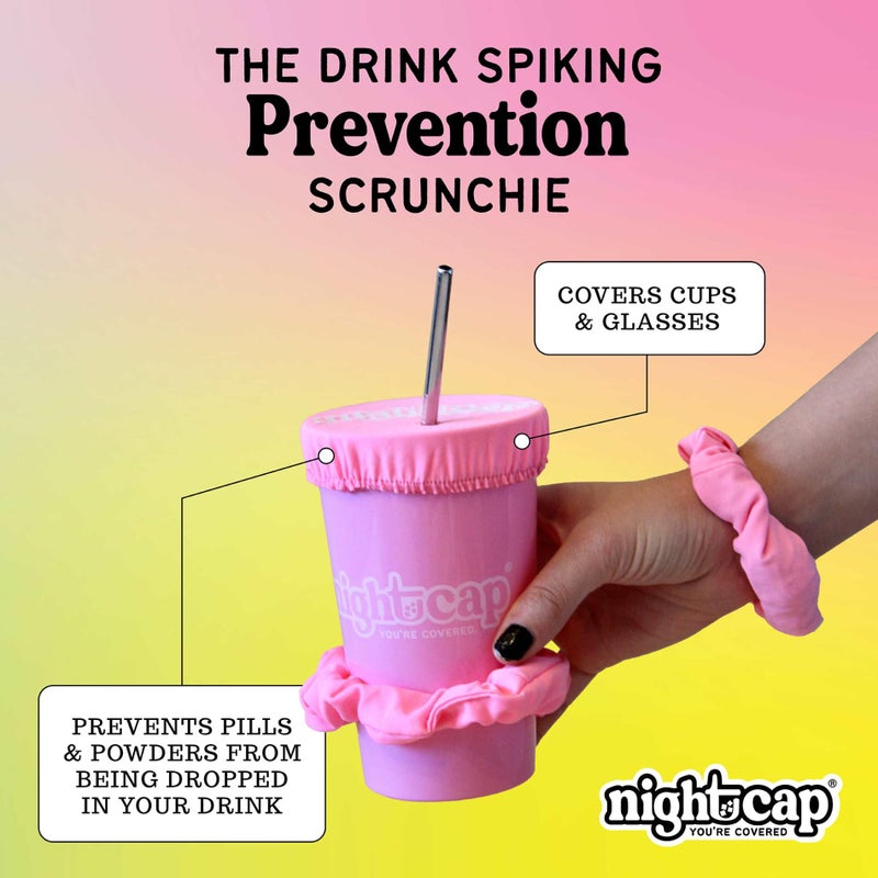 Nightcap The Original Drink Cover Scrunchie â€“ As Seen On Shark Tank And TikTok - Reusable - Wear On Wrist Or In Hair, Prevent Drink Spiking - Sanitary Pocket Keeps Cover Clean â€“ Purple - Image 2